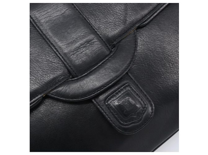 Céline Bolsa de Ombro com Corrente CELINE Couro Preto Ouro Auth 205176 Dourado - vista 18