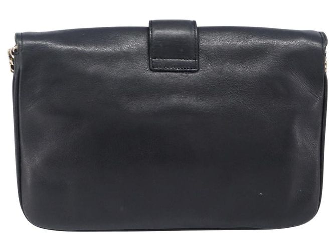 Céline Bolsa de Ombro com Corrente CELINE Couro Preto Ouro Auth 205176 Dourado - vista 2