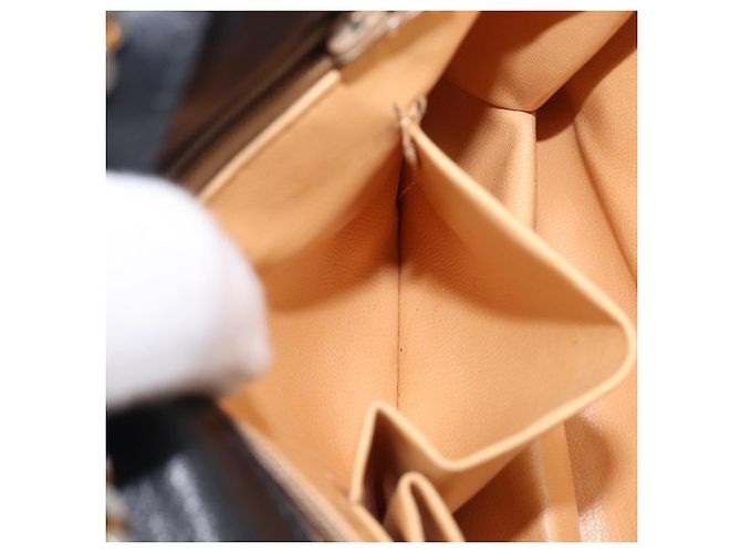 Céline Bolsa de Ombro com Corrente CELINE Couro Preto Ouro Auth 205176 Dourado - vista 24