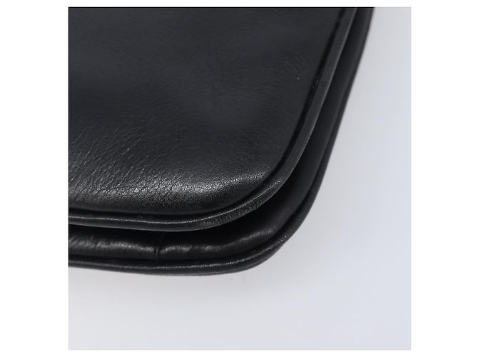 Céline Bolsa de Ombro com Corrente CELINE Couro Preto Ouro Auth 205176 Dourado - vista 9