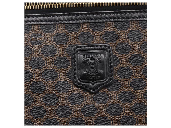 Céline CELINE Macadam Vanity Cosmetic Pouch PVC Black Gold Tone Auth LN055V Negro - vista 18