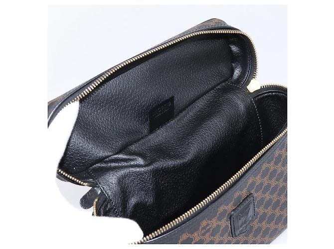 Céline CELINE Macadam Vanity Cosmetic Pouch PVC Black Gold Tone Auth LN055V Negro - vista 19
