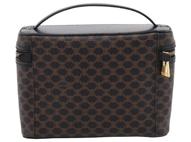 Céline CELINE Macadam Vanity Cosmetic Pouch PVC Black Gold Tone Auth LN055V Negro - vista 2