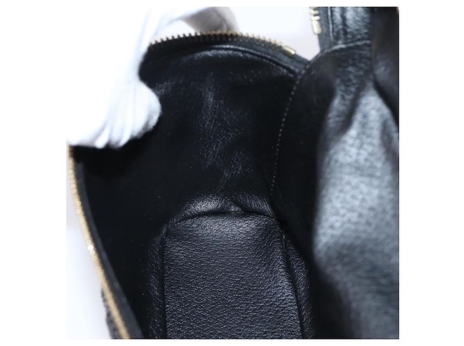 Céline CELINE Macadam Vanity Cosmetic Pouch PVC Black Gold Tone Auth LN055V Negro - vista 22