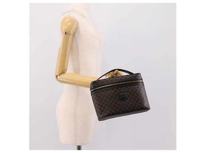 Céline CELINE Macadam Vanity Cosmetic Pouch PVC Black Gold Tone Auth LN055V Negro - vista 23