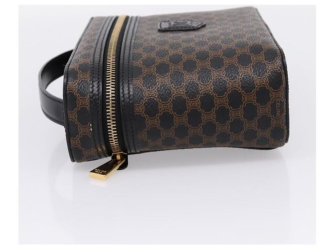 Céline CELINE Macadam Vanity Cosmetic Pouch PVC Black Gold Tone Auth LN055V Negro - vista 3