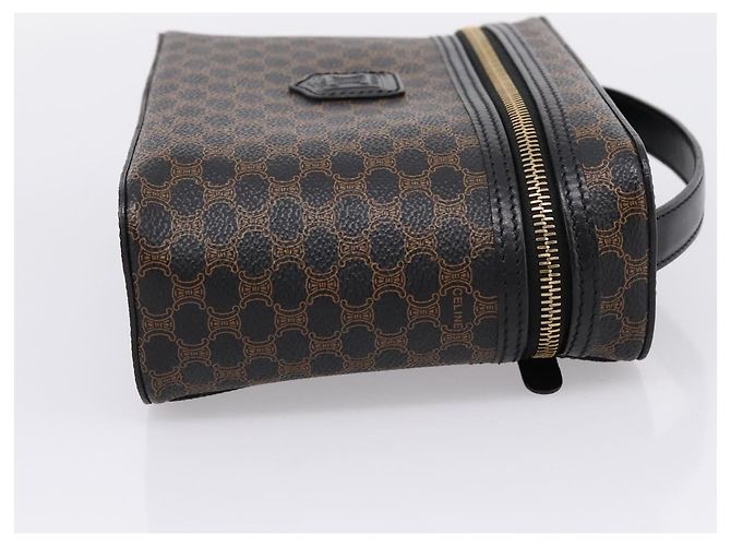 Céline CELINE Macadam Vanity Cosmetic Pouch PVC Black Gold Tone Auth LN055V Negro - vista 4