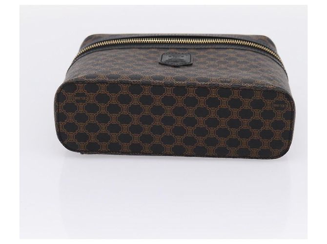 Céline CELINE Macadam Vanity Cosmetic Pouch PVC Black Gold Tone Auth LN055V Negro - vista 5