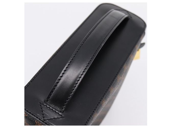 Céline CELINE Macadam Vanity Cosmetic Pouch PVC Black Gold Tone Auth LN055V Negro - vista 7