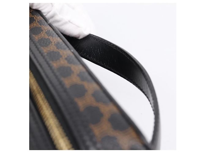 Céline CELINE Macadam Vanity Cosmetic Pouch PVC Black Gold Tone Auth LN055V Negro - vista 8