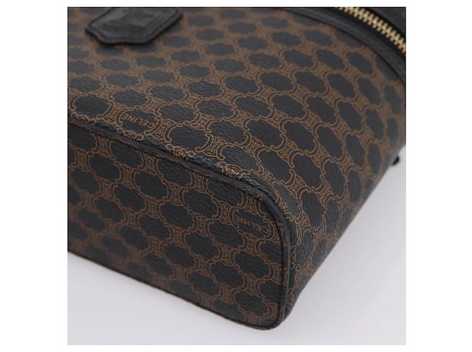 Céline CELINE Macadam Vanity Cosmetic Pouch PVC Black Gold Tone Auth LN055V Negro - vista 9