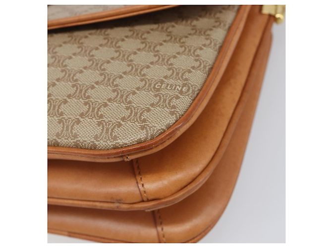 16 Céline Borsa a tracolla CELINE Macadam Canvas PVC Beige Gold Auth 206728 D'oro - vista 15