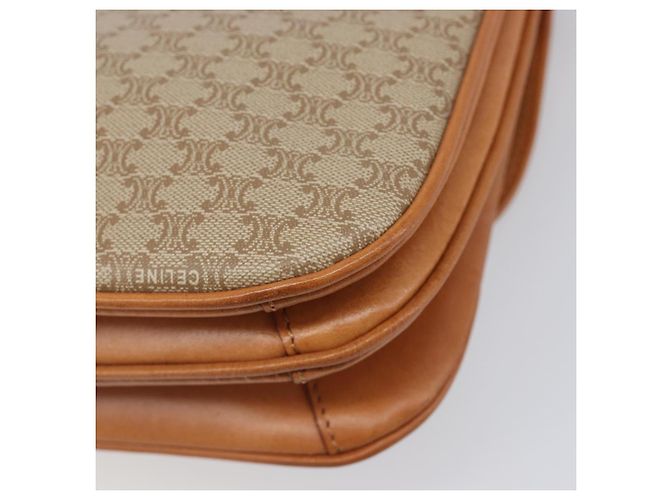16 Céline Borsa a tracolla CELINE Macadam Canvas PVC Beige Gold Auth 206728 D'oro - vista 17