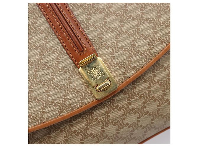 16 Céline Borsa a tracolla CELINE Macadam Canvas PVC Beige Gold Auth 206728 D'oro - vista 19