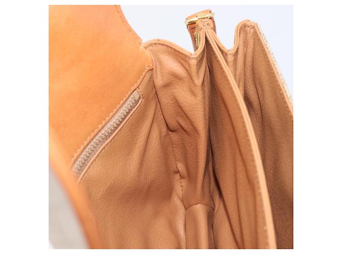 16 Céline Borsa a tracolla CELINE Macadam Canvas PVC Beige Gold Auth 206728 D'oro - vista 22
