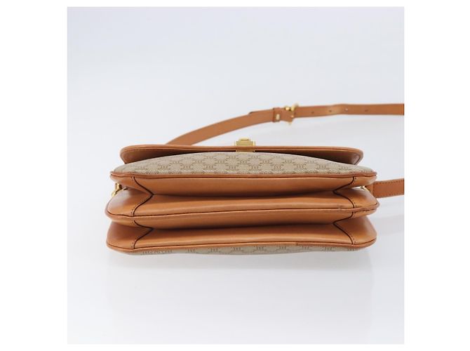 16 Céline Borsa a tracolla CELINE Macadam Canvas PVC Beige Gold Auth 206728 D'oro - vista 5
