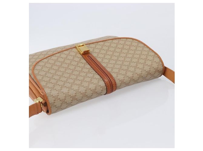 16 Céline Borsa a tracolla CELINE Macadam Canvas PVC Beige Gold Auth 206728 D'oro - vista 6