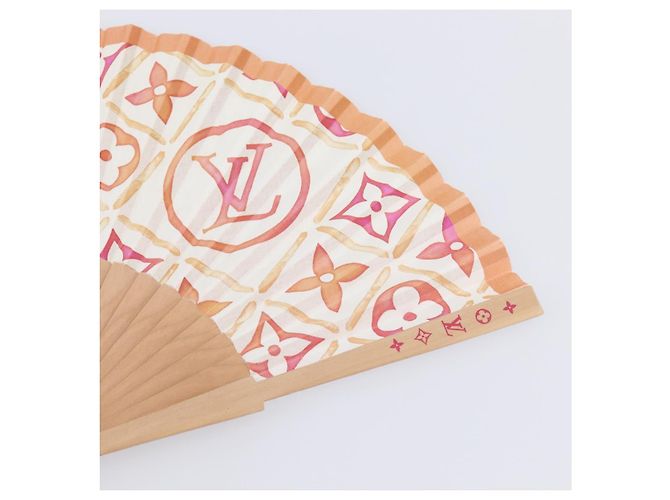 LOUIS VUITTON Monogram Tiles Leque Japonês Vermelho UD1294 LV Auth 206652M Monograma - vista 4
