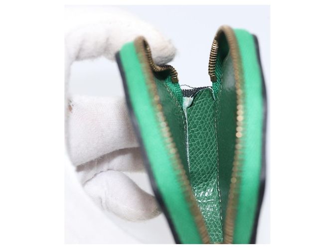 Céline Portamonete CELINE in pelle Verde Marrone Auth BA16114V - vista 11