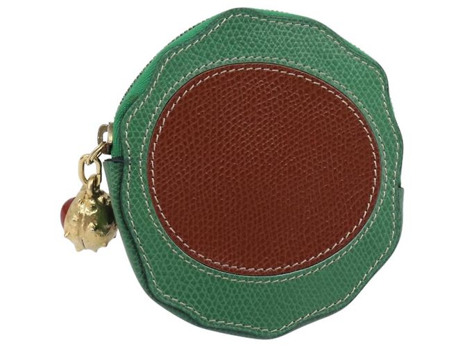 Céline Portamonete CELINE in pelle Verde Marrone Auth BA16114V - vista 13