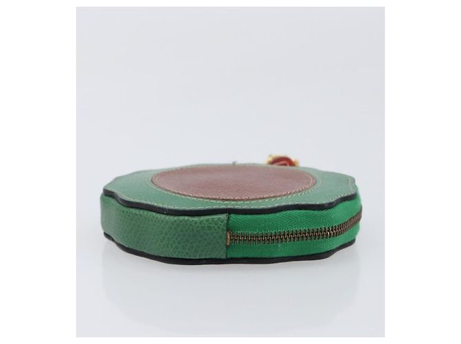 Céline Portamonete CELINE in pelle Verde Marrone Auth BA16114V - vista 3