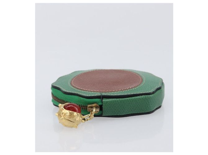 Céline Portamonete CELINE in pelle Verde Marrone Auth BA16114V - vista 4