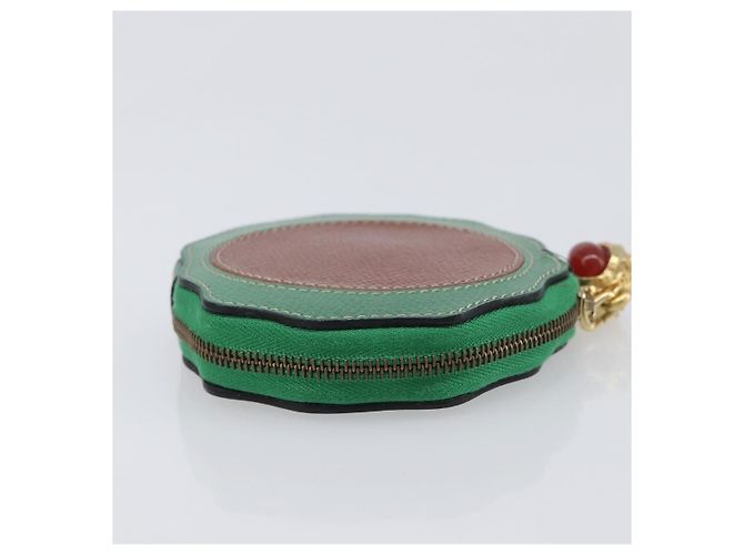 Céline Portamonete CELINE in pelle Verde Marrone Auth BA16114V - vista 5