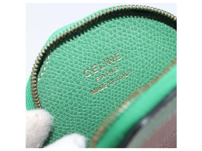 Céline Portamonete CELINE in pelle Verde Marrone Auth BA16114V - vista 9