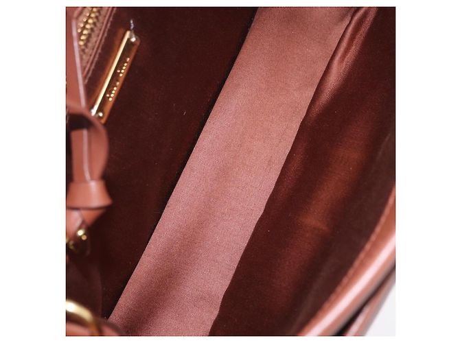 Borsa a tracolla Miu Miu Matelassé in pelle marrone tono oro Auth ka6427M - vista 12