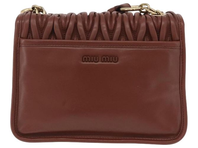 Borsa a tracolla Miu Miu Matelassé in pelle marrone tono oro Auth ka6427M - vista 2
