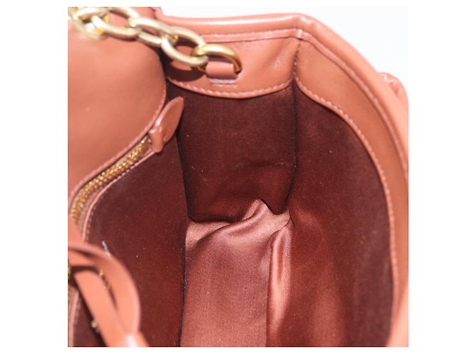 Borsa a tracolla Miu Miu Matelassé in pelle marrone tono oro Auth ka6427M - vista 24