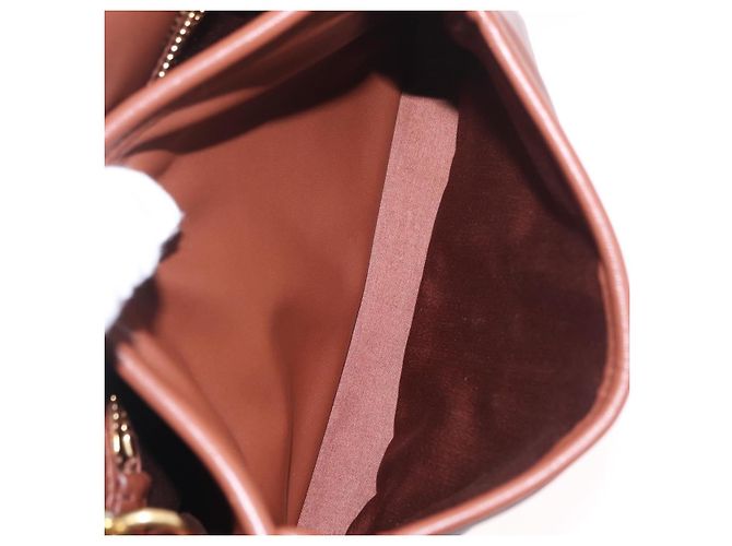 Borsa a tracolla Miu Miu Matelassé in pelle marrone tono oro Auth ka6427M - vista 28
