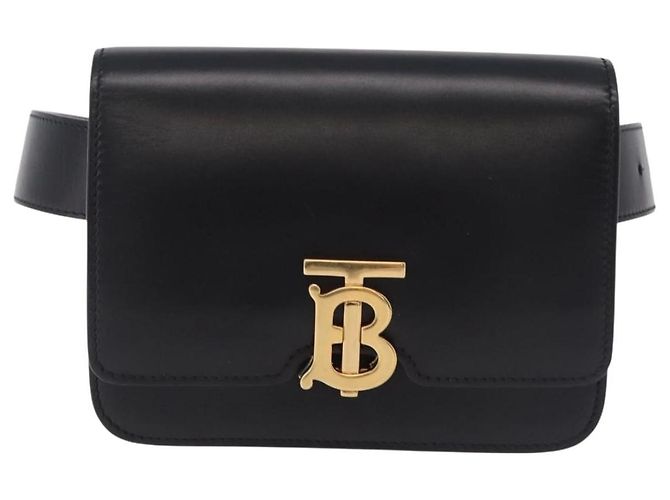 Borsa a tracolla BURBERRY in pelle nera e oro Auth ka6426V Nero - vista 13