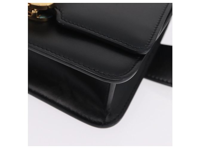 Borsa a tracolla BURBERRY in pelle nera e oro Auth ka6426V Nero - vista 14