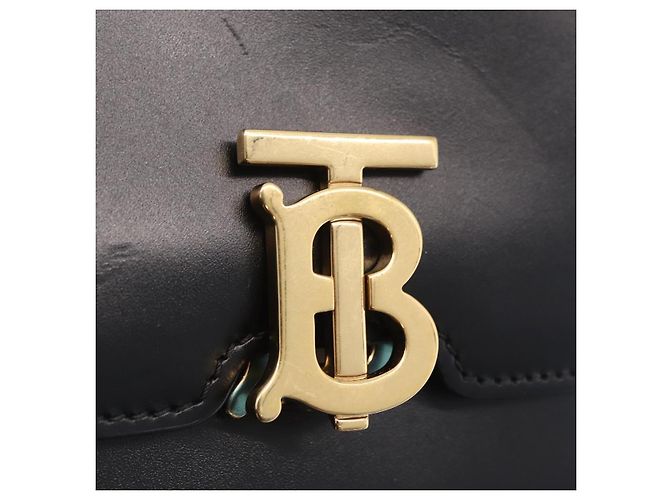 Borsa a tracolla BURBERRY in pelle nera e oro Auth ka6426V Nero - vista 17