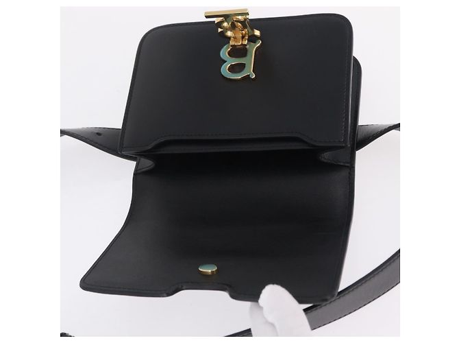 Borsa a tracolla BURBERRY in pelle nera e oro Auth ka6426V Nero - vista 18