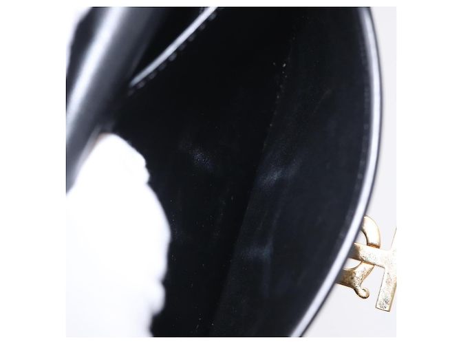 Borsa a tracolla BURBERRY in pelle nera e oro Auth ka6426V Nero - vista 23