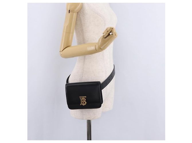Borsa a tracolla BURBERRY in pelle nera e oro Auth ka6426V Nero - vista 25