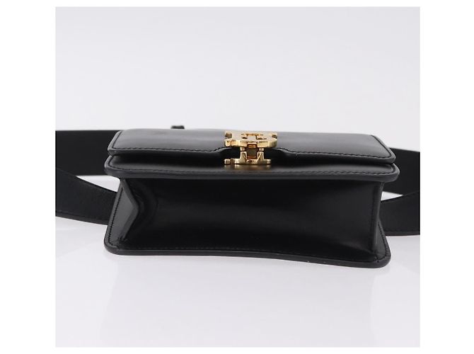 Borsa a tracolla BURBERRY in pelle nera e oro Auth ka6426V Nero - vista 5