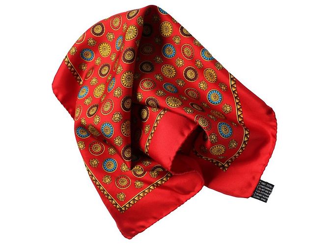 Atelier versace, Mini foulard in seta con stampa medusa Rosso Multicolore - vista 2