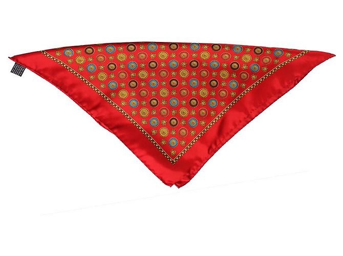 Atelier versace, Mini foulard in seta con stampa medusa Rosso Multicolore - vista 3