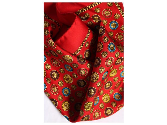 Atelier versace, Mini foulard in seta con stampa medusa Rosso Multicolore - vista 4