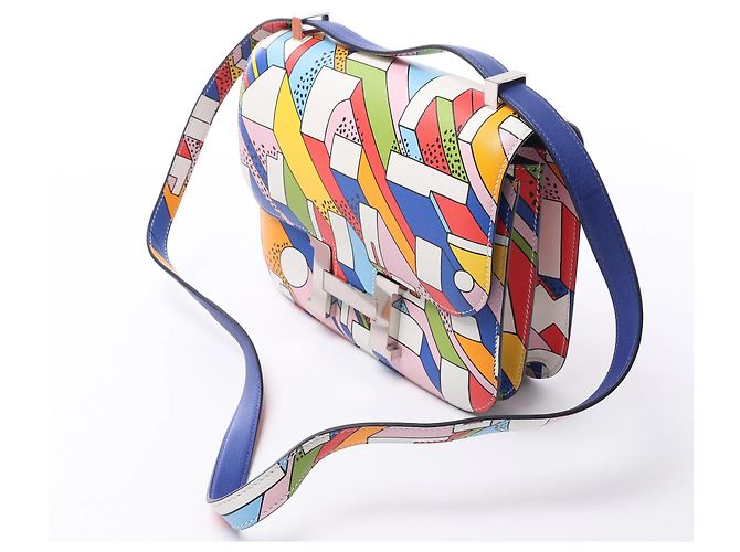 Hermès Hermes Constance 3 24 On A Summer Day Veau Swift Leather Crossbody Bag in Multicolor A:2017 Blu - vista 2