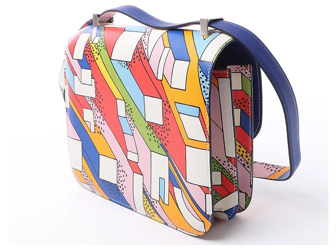 Hermès Hermes Constance 3 24 On A Summer Day Veau Swift Leather Crossbody Bag in Multicolor A:2017 Blu - vista 4