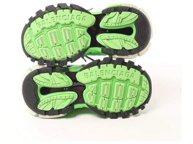 Baskets Balenciaga Track Panel Style en mesh et nylon Vert x Noir, Taille 36 EU - vue 11