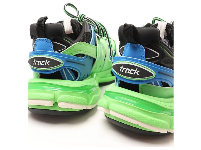 Baskets Balenciaga Track Panel Style en mesh et nylon Vert x Noir, Taille 36 EU - vue 13