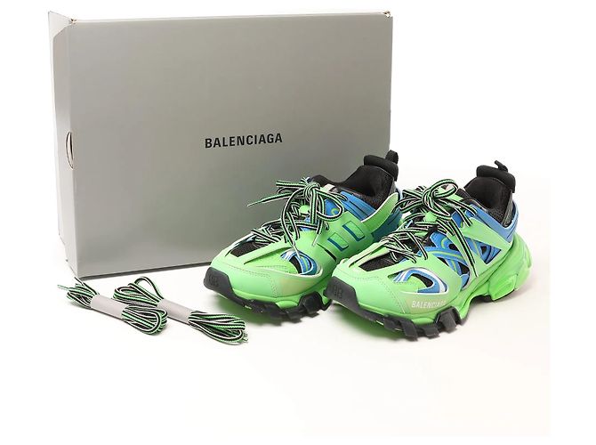 Baskets Balenciaga Track Panel Style en mesh et nylon Vert x Noir, Taille 36 EU - vue 15