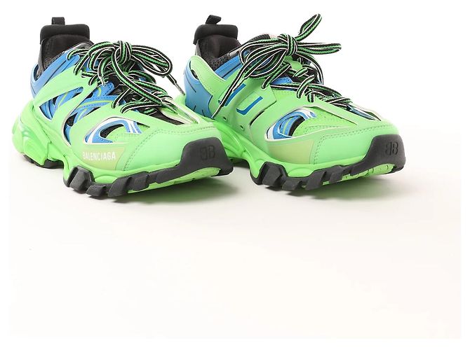 Baskets Balenciaga Track Panel Style en mesh et nylon Vert x Noir, Taille 36 EU - vue 2