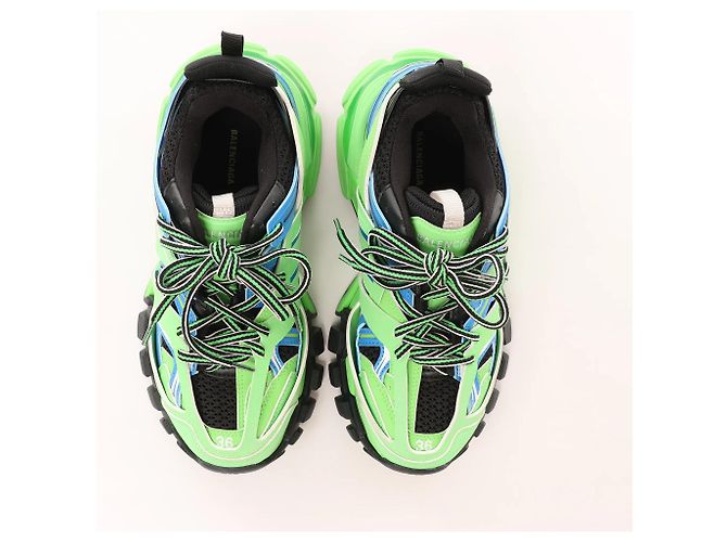 Baskets Balenciaga Track Panel Style en mesh et nylon Vert x Noir, Taille 36 EU - vue 5