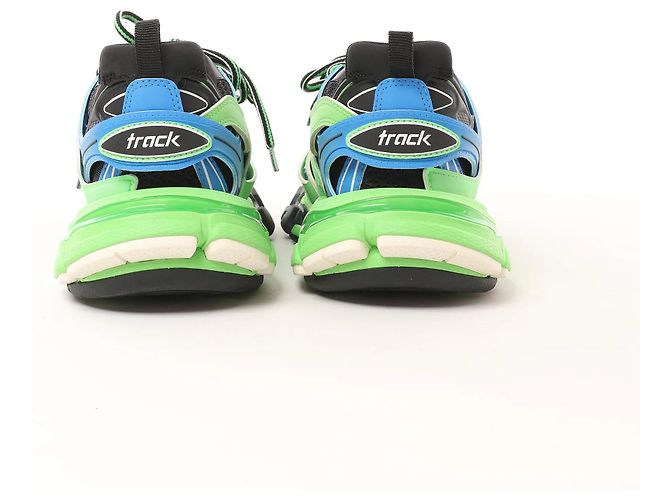 Baskets Balenciaga Track Panel Style en mesh et nylon Vert x Noir, Taille 36 EU - vue 6